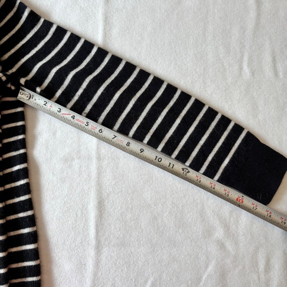 Nordstrom 100% Cashmere Preppy Striped Crewneck Sweater Black White Womens Small - Picture 4 of 6